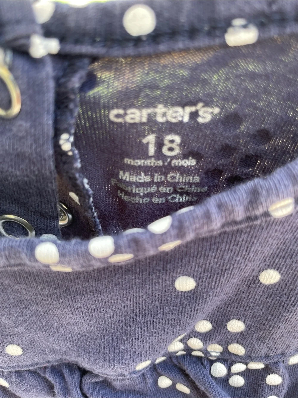 Carter's Navy Blue Long Sleeve Dot Print Top